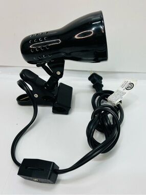 Black Clip-On Desk Lamp with Adjustable Head